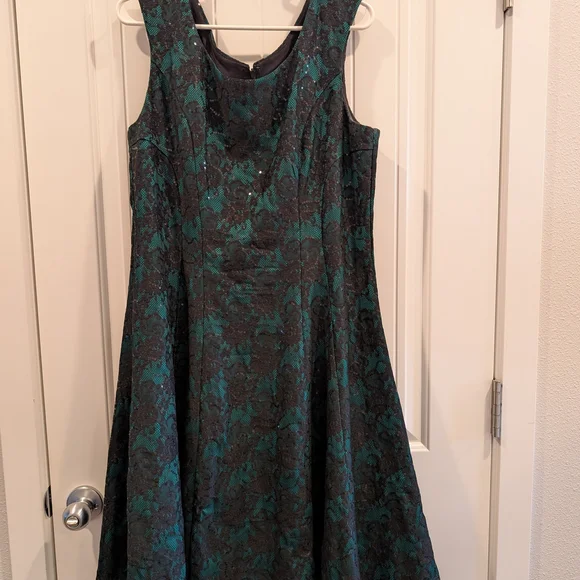 INC International Concepts Teal and Black Sequin Dress - Picture 4 of 7